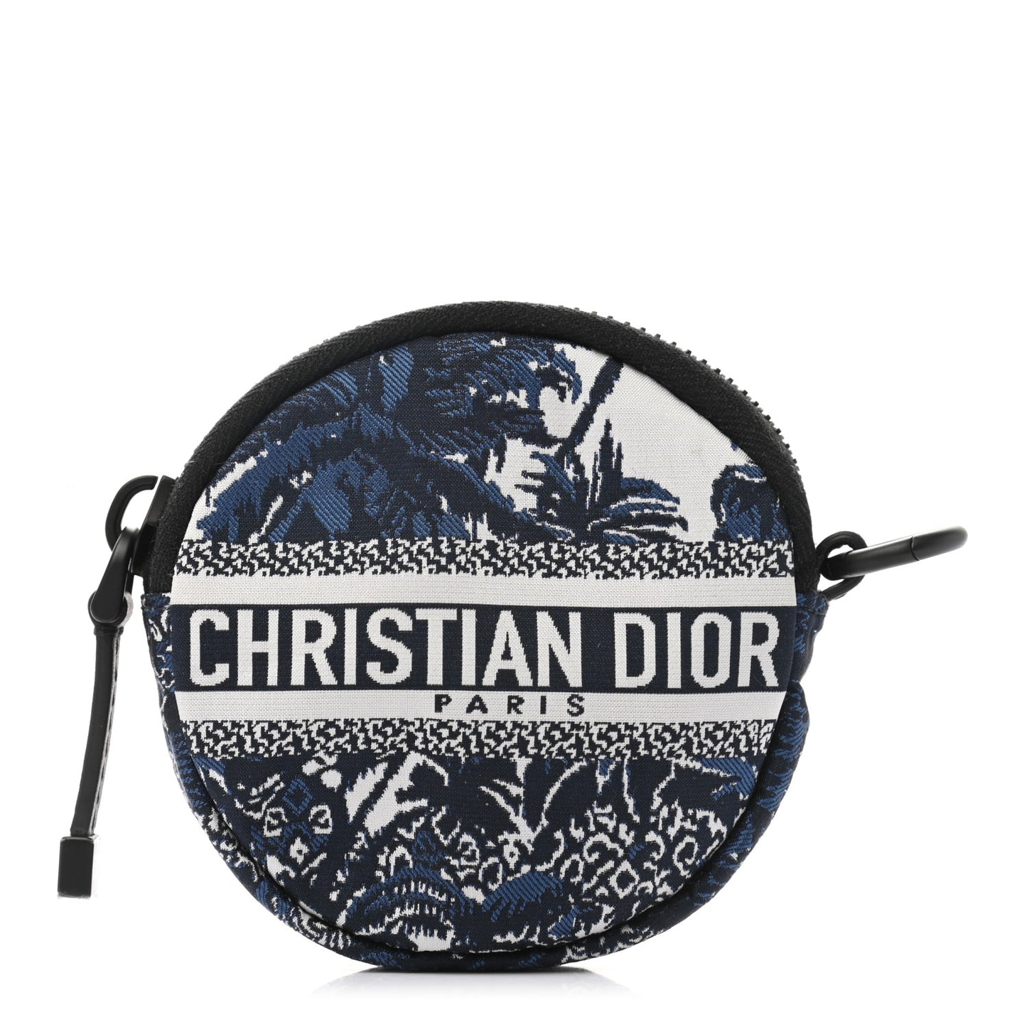 Technical Fabric Embroidered Toile De Jouy DiorTravel Round Coin Purse Blue