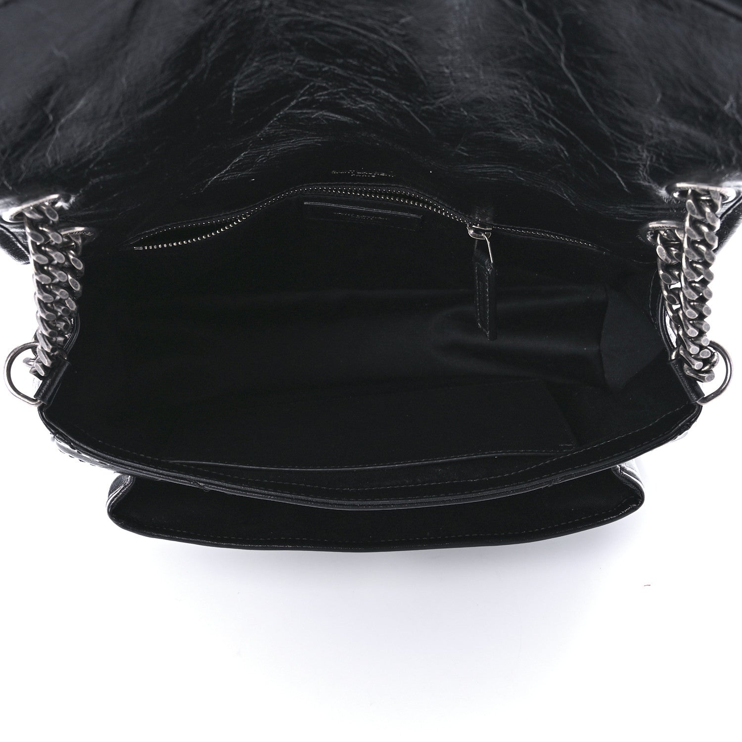 Saint Laurent Crinkled Calfskin Matelasse Monogram Medium Niki Chain Satchel Black 5 of 13