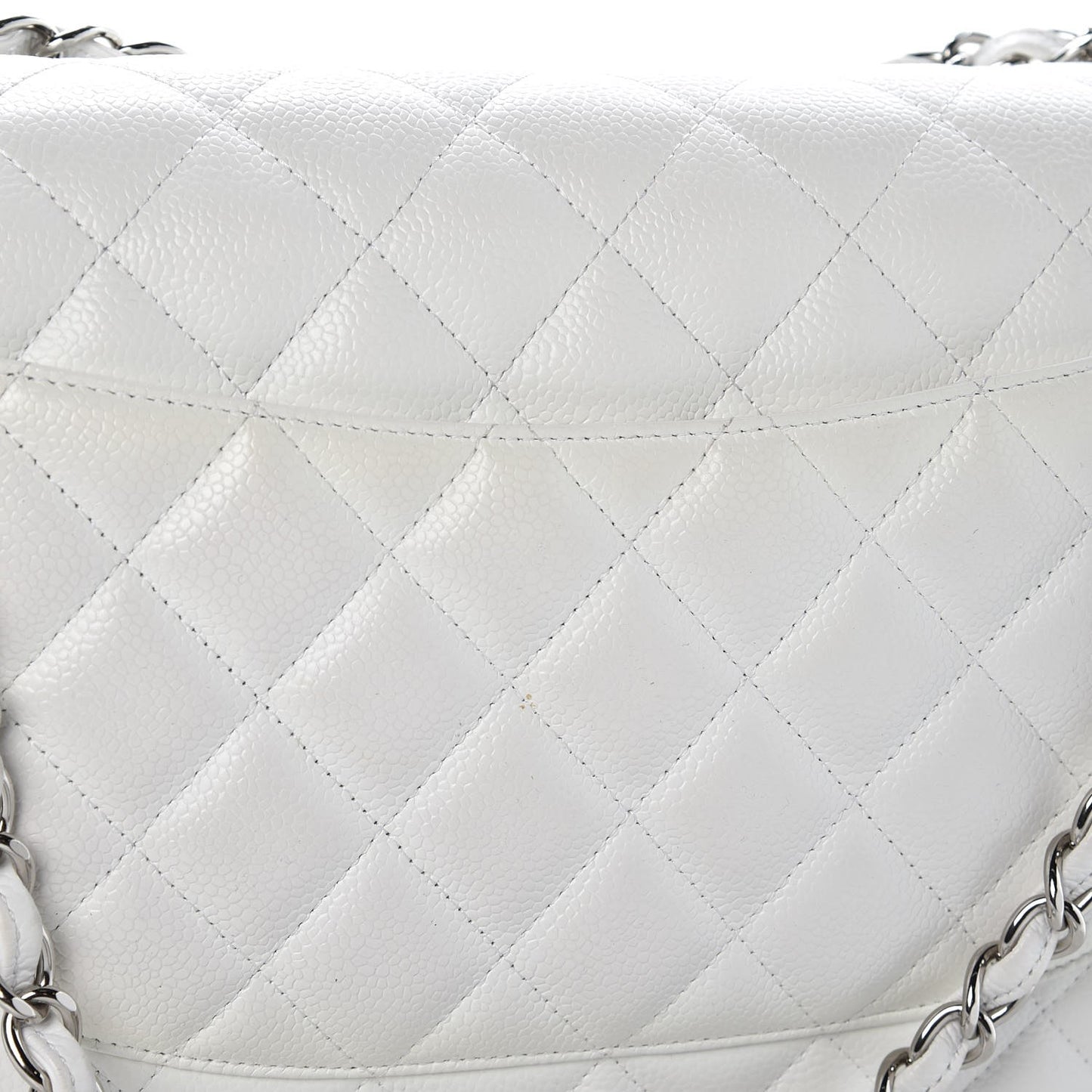 Caviar Quilted Jumbo Double Flap White