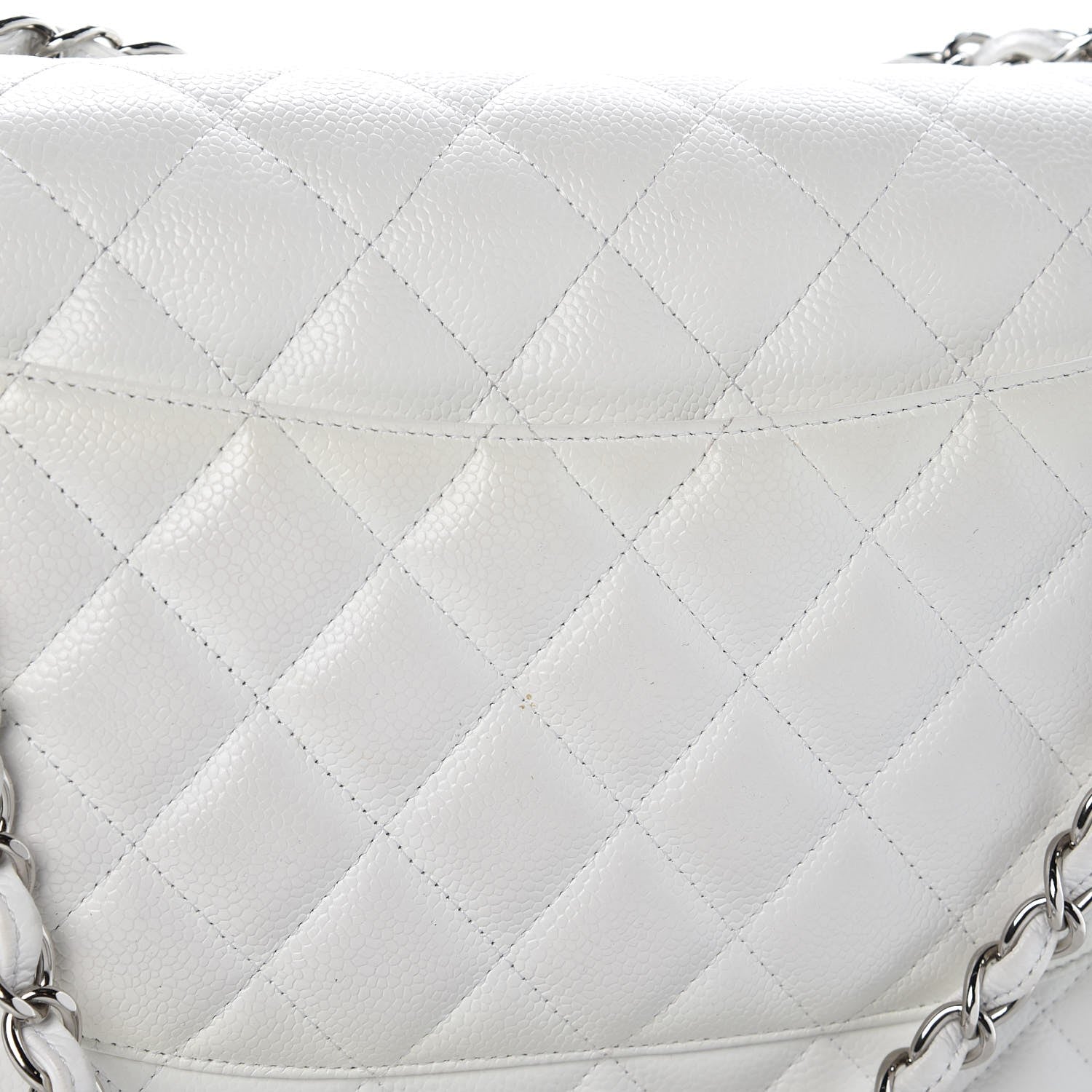 Chanel Caviar Quilted Jumbo Double Flap White 10 of 10