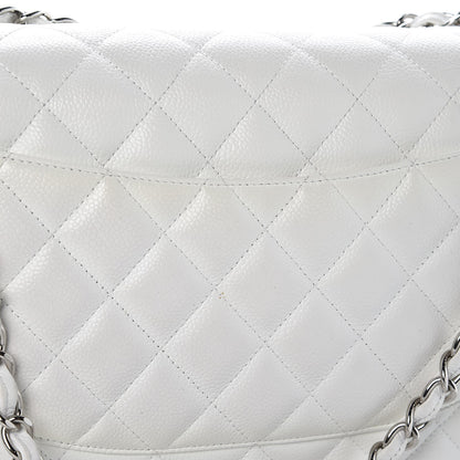Chanel Caviar Quilted Jumbo Double Flap White 10 of 10