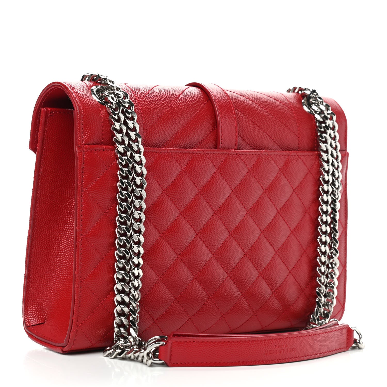 Saint Laurent Grain De Poudre Textured Mixed Matelasse Triquilt Medium Monogram Satchel New Red 3 of 9