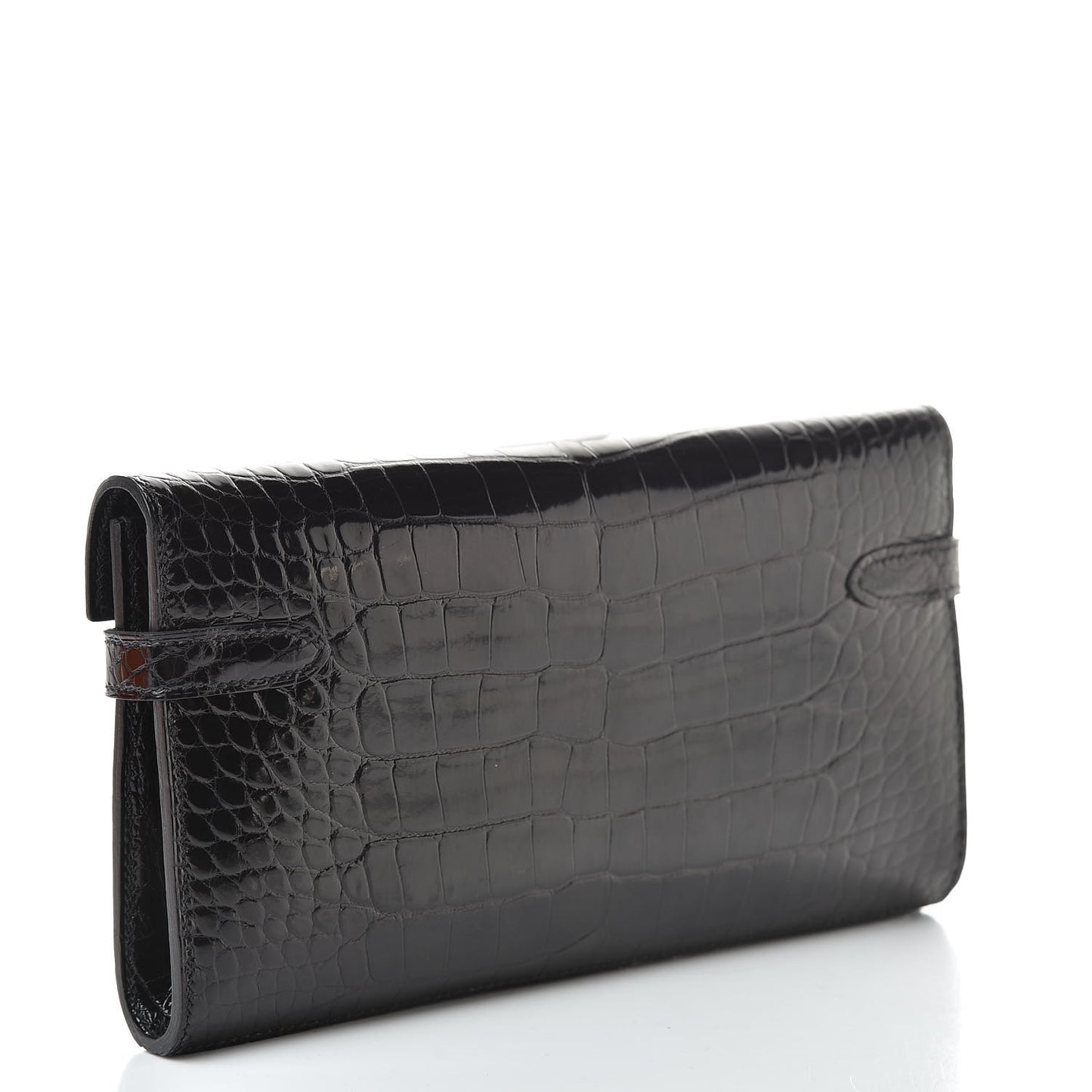 Shiny Alligator Kelly Longue Wallet Black