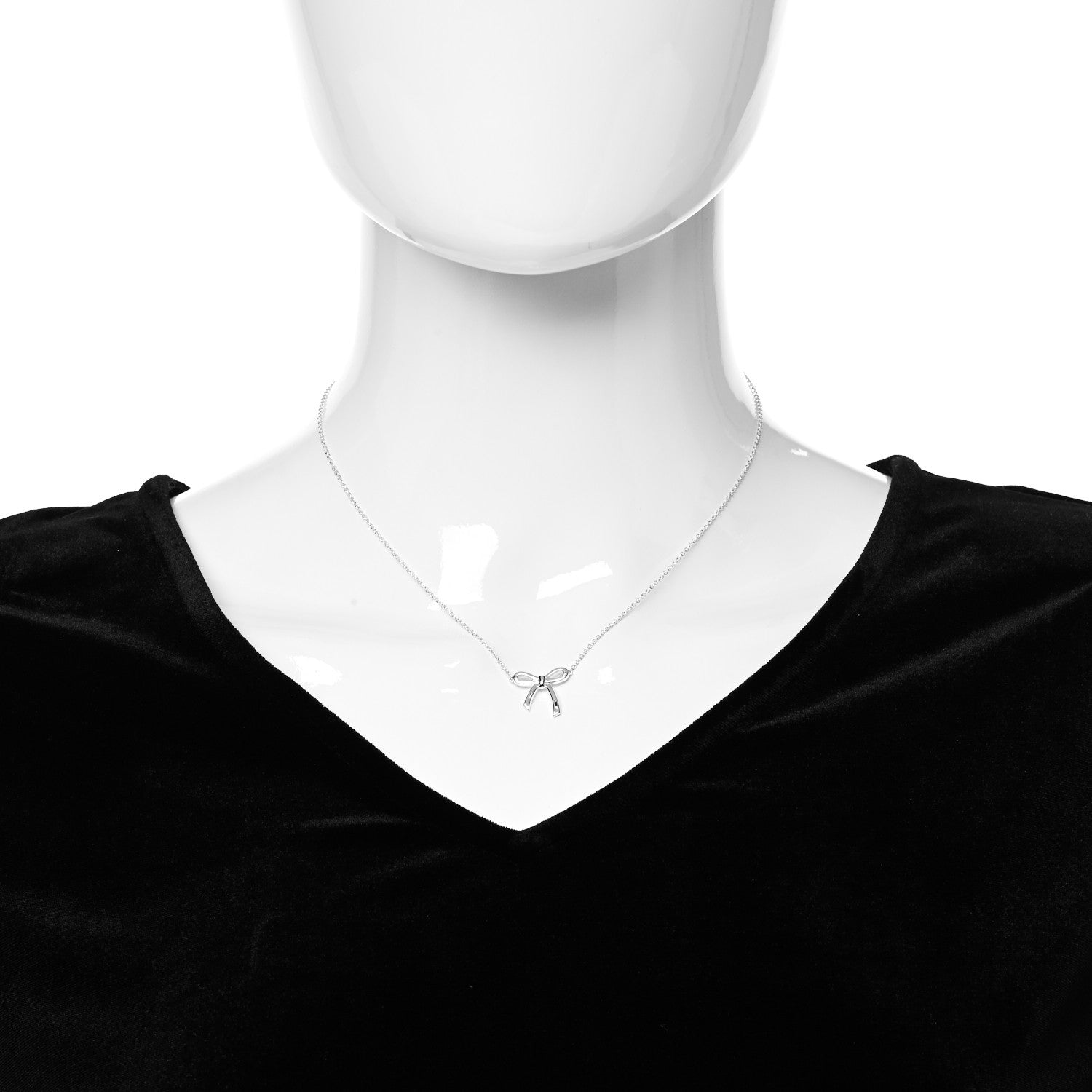 Tiffany Sterling Silver Small Bow Pendant Necklace 2 of 5