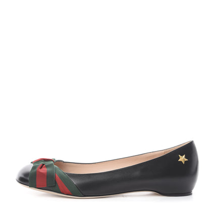 Gucci Calfskin Web Ballerina Flat 37 Black 1 of 7