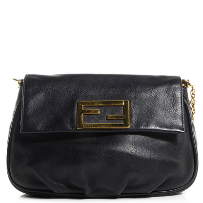 Fendi Vitello Flamingo Fendista Pouchette Crossbody Black 1 of 8