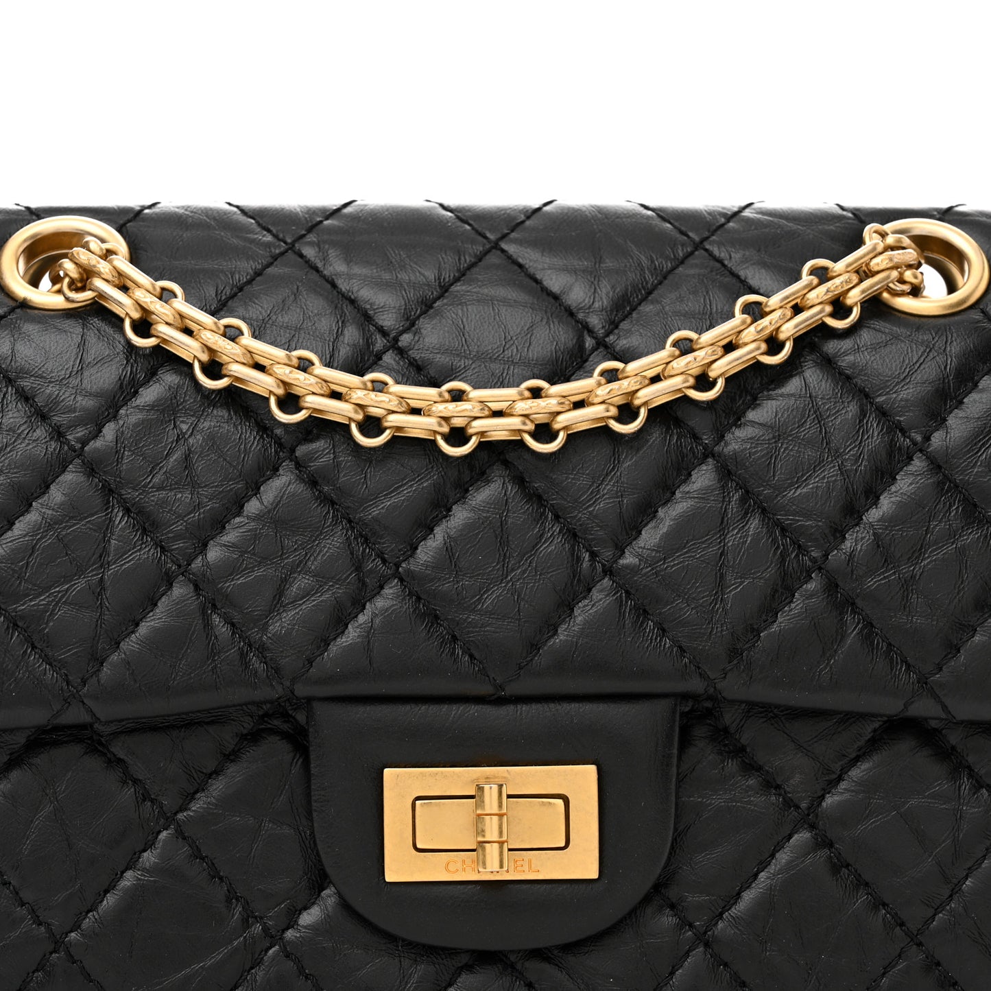 Aged Calfskin Quilted 2.55 Reissue Mini Flap Black