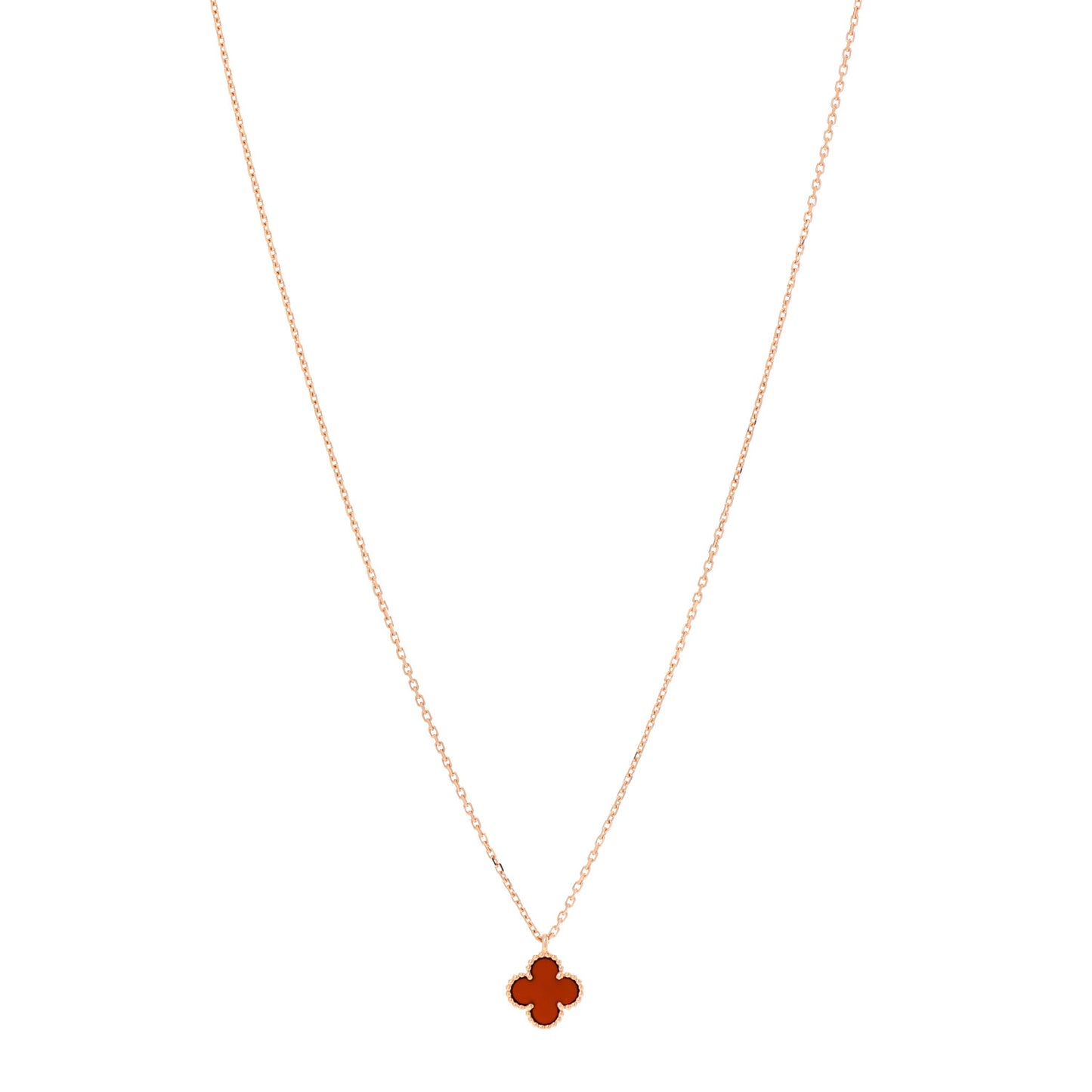 18K Rose Gold Carnelian Sweet Alhambra Pendant Necklace