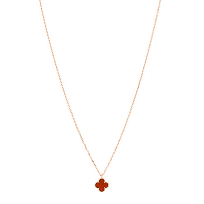 Van Cleef & Arpels 18K Rose Gold Carnelian Sweet Alhambra Pendant Necklace 1 of 7