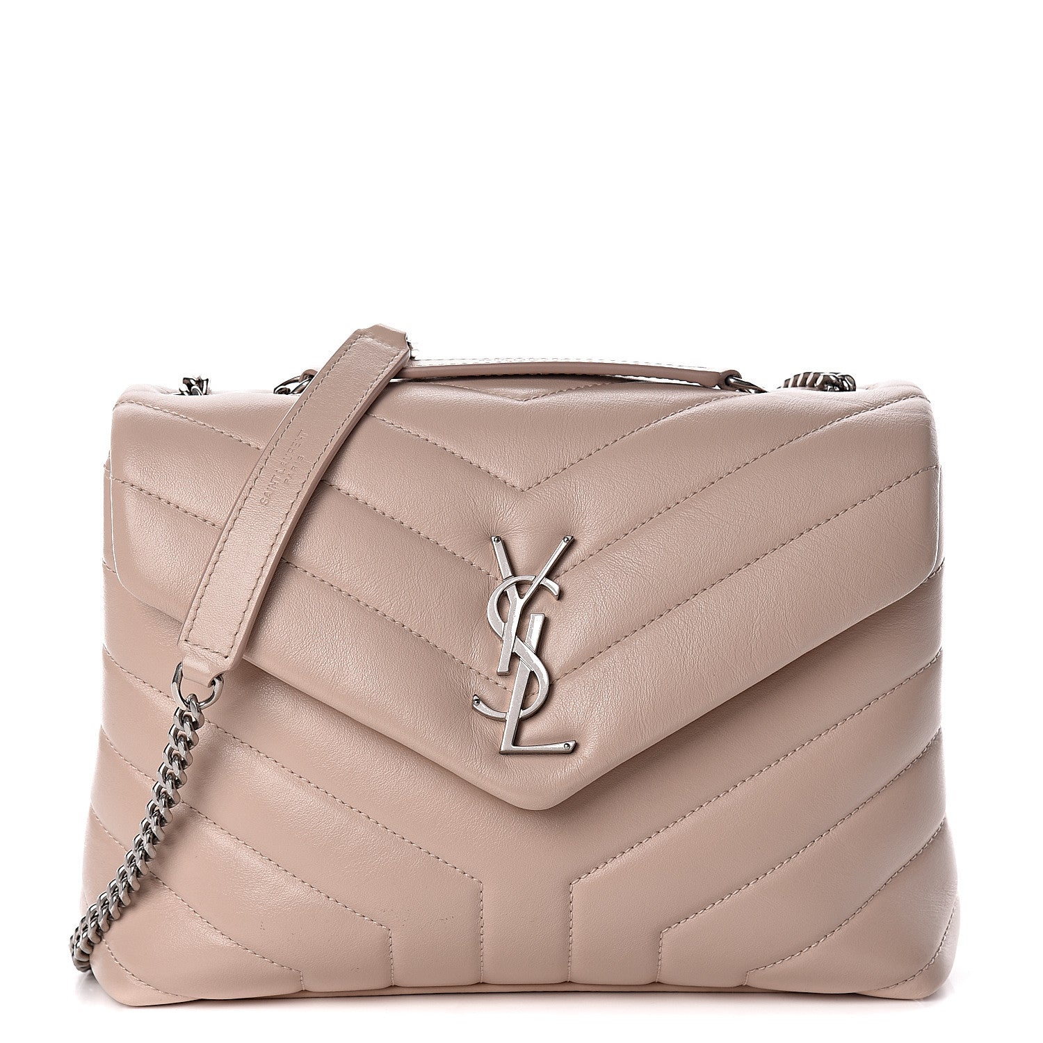 Saint Laurent Calfskin Y Quilted Monogram Small Loulou Chain Satchel Nude Powder 1 of 21