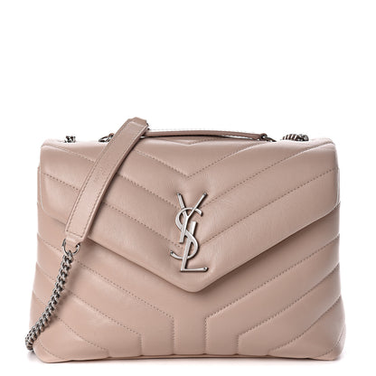 Saint Laurent Calfskin Y Quilted Monogram Small Loulou Chain Satchel Nude Powder 1 of 21