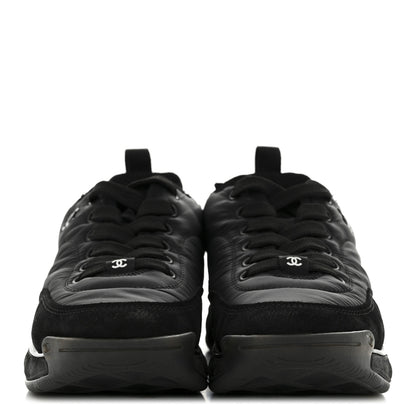 Chanel Nylon Suede Calfskin CC Sneakers 38 Black 3 of 9