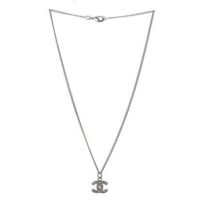 Chanel Crystal Timeless CC Necklace Silver 3 of 6