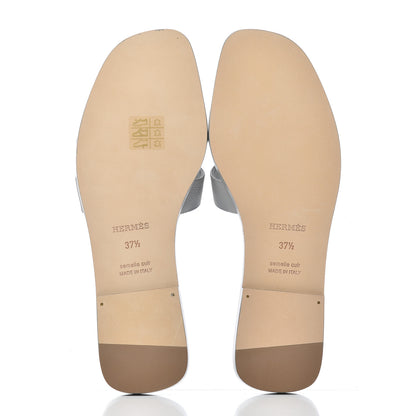 Hermes Epsom Oran Sandals 37.5 Bleu Glacier 5 of 12