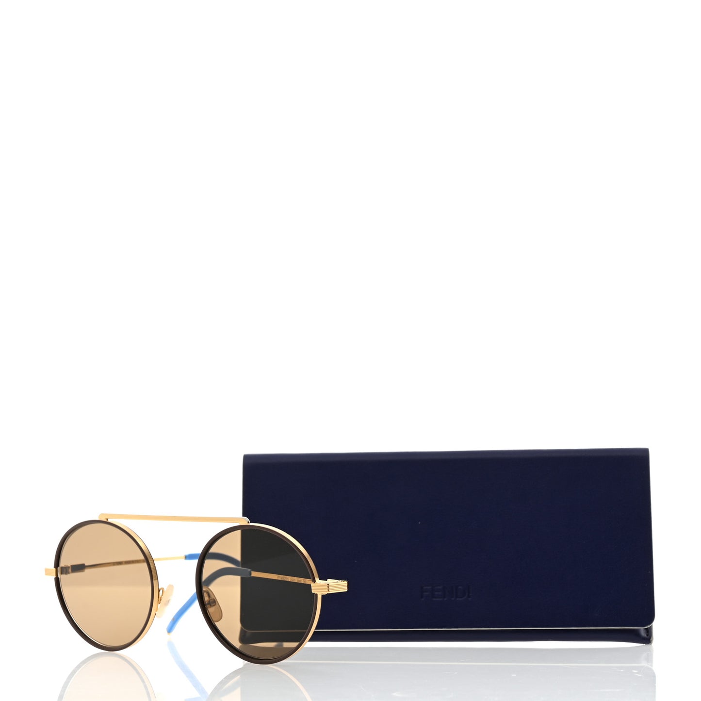 Metal Round Frame Sunglasses FF M0025/S Gold Blue