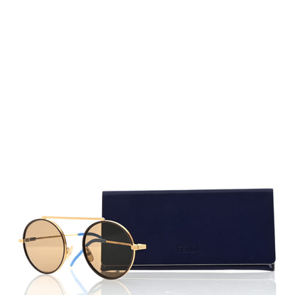 Fendi Metal Round Frame Sunglasses FF M0025/S Gold Blue 7 of 7