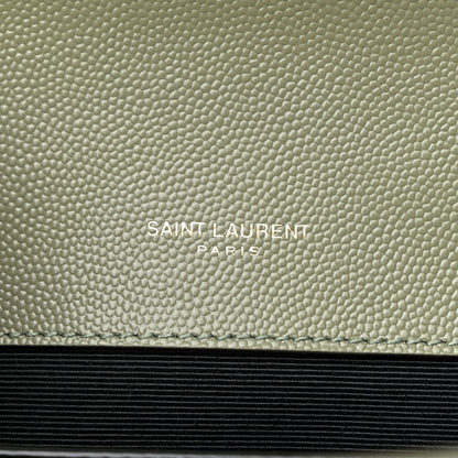Saint Laurent Grain De Poudre Textured Mixed Matelasse Triquilt Medium Monogram Satchel Light Sage 6 of 10