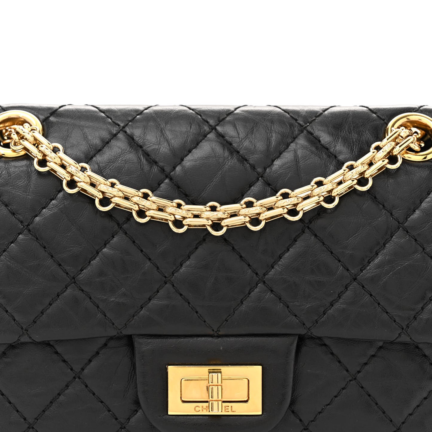 Aged Calfskin Quilted 2.55 Reissue Mini Flap Black
