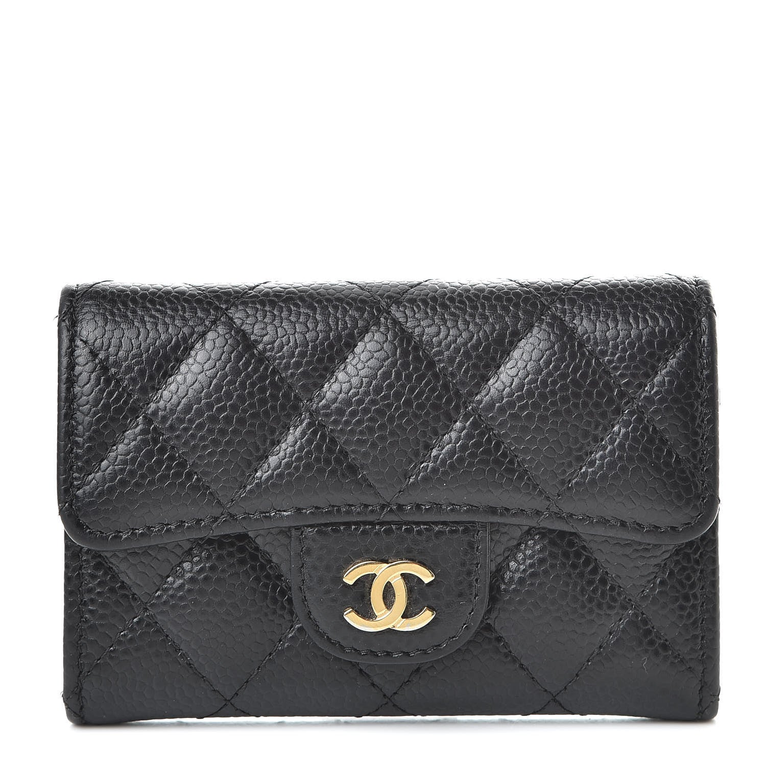 Chanel Caviar Quilted Flap Card Holder Wallet Black 1 of 11