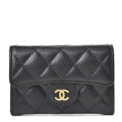 Chanel Caviar Quilted Flap Card Holder Wallet Black 1 of 11