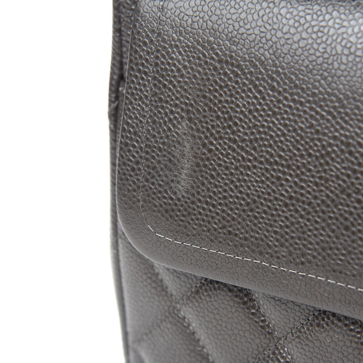 Caviar Quilted Maxi Double Flap Grey