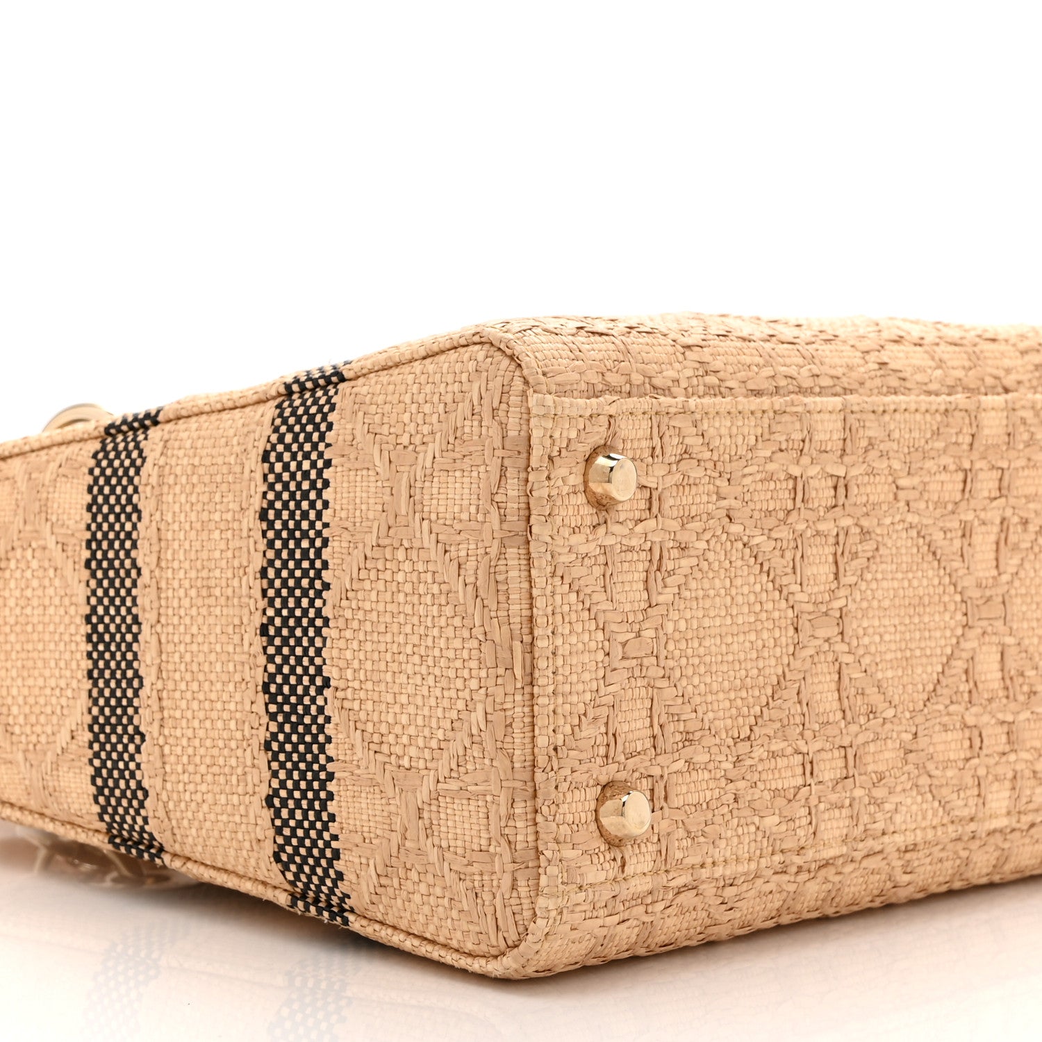 Christian Dior Raffia Woven Cannage Embroidered Medium Lady D-Lite