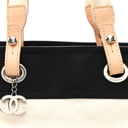 Chanel Canvas Paris Biarritz Small Tote White Black 8 of 12