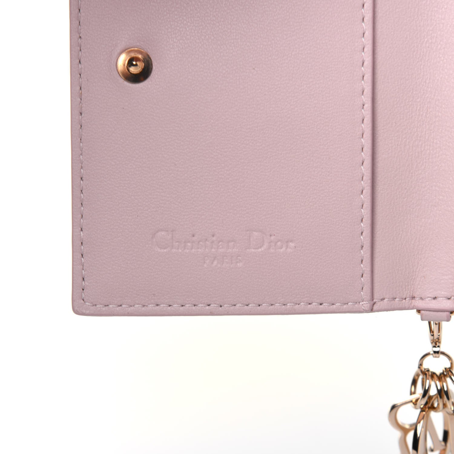 Christian Dior Lambskin Cannage Small Lady Dior Flap Card Holder Light Pink 6 of 13