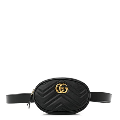 Gucci Calfskin Matelasse GG Marmont Belt Bag 105 42 Black 1 of 10