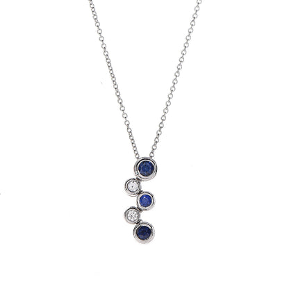 Tiffany Platinum Diamond Blue Sapphire Bubble Pendant Necklace 4 of 8