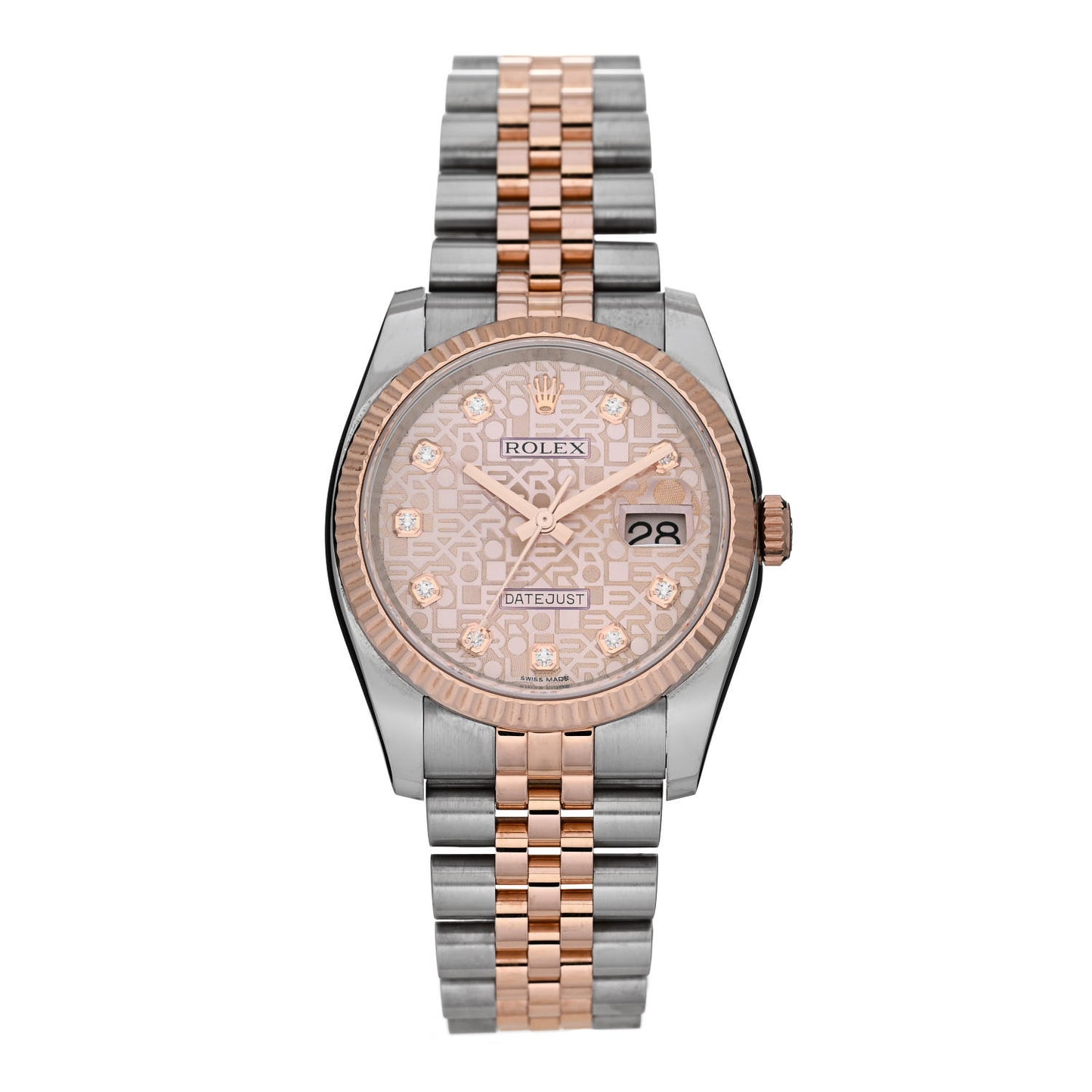 Stainless Steel 18K Everose Gold Diamond 36mm Oyster Perpetual Datejust Watch Pink Jubilee 116231