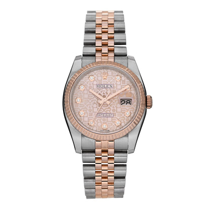 Rolex Stainless Steel 18K Everose Gold Diamond 36mm Oyster Perpetual Datejust Watch Pink Jubilee 116231 1 of 5