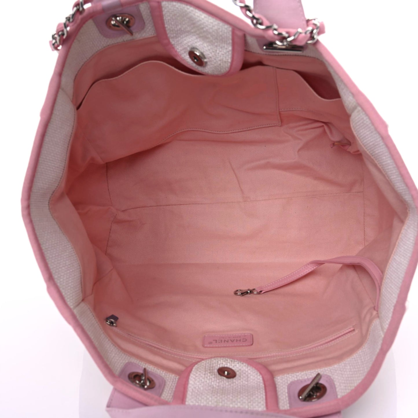 Woven Straw Raffia Medium Deauville Tote Pink