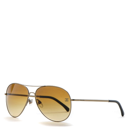 Chanel Aviator CC Sunglasses 4189-T-Q Gold 1 of 7