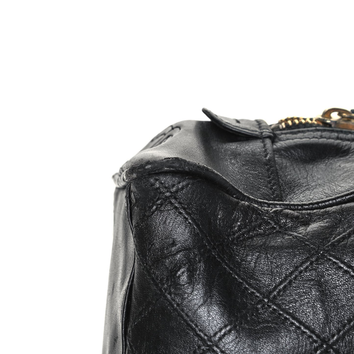 Lambskin Quilted Cosmetic Case Black