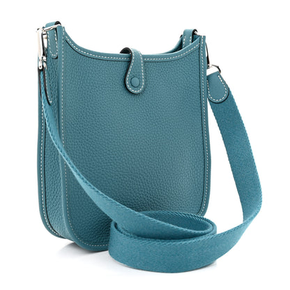 Hermes Taurillon Clemence Evelyne TPM New Blue Jean 3 of 11