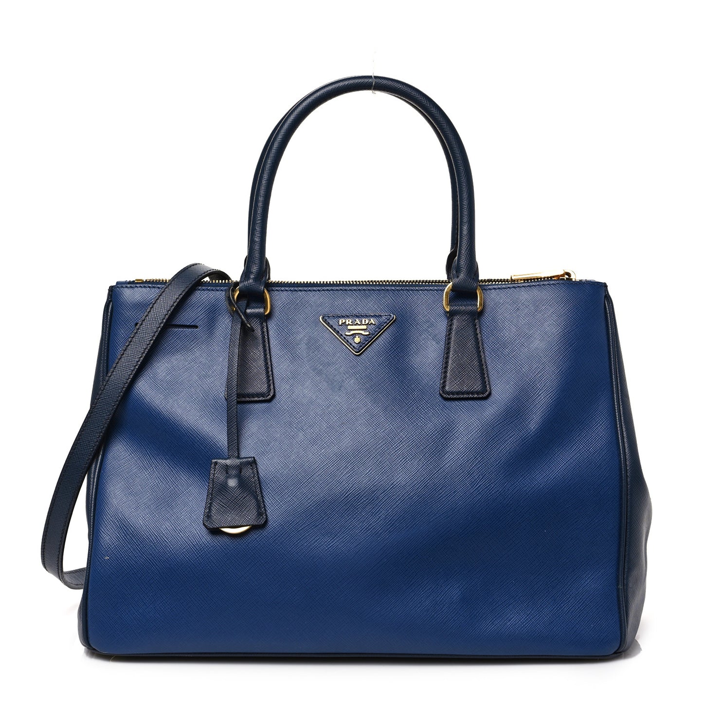 Saffiano Lux Bi-Color Medium Galleria Double Zip Tote Bluette Baltico