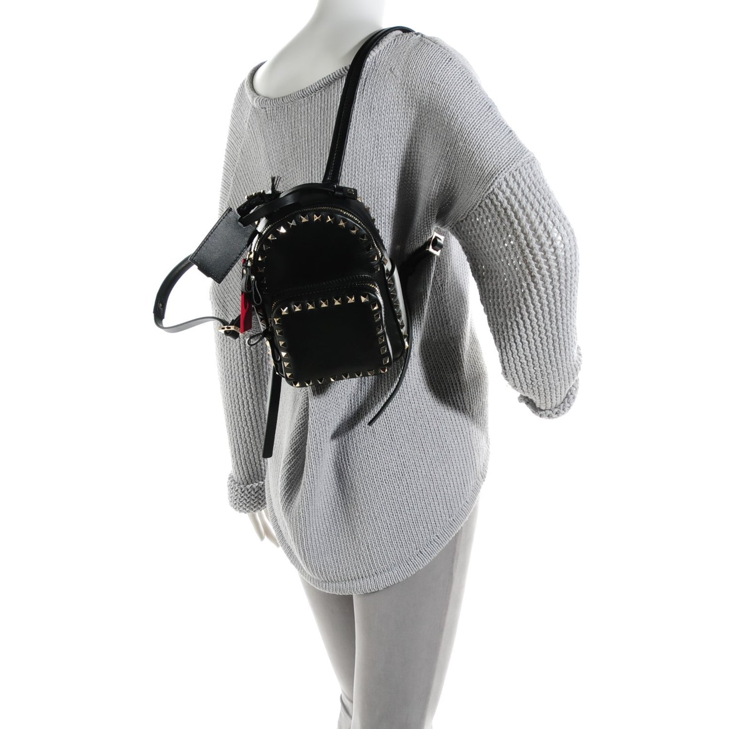 Calfskin Mini Rockstud Backpack Black