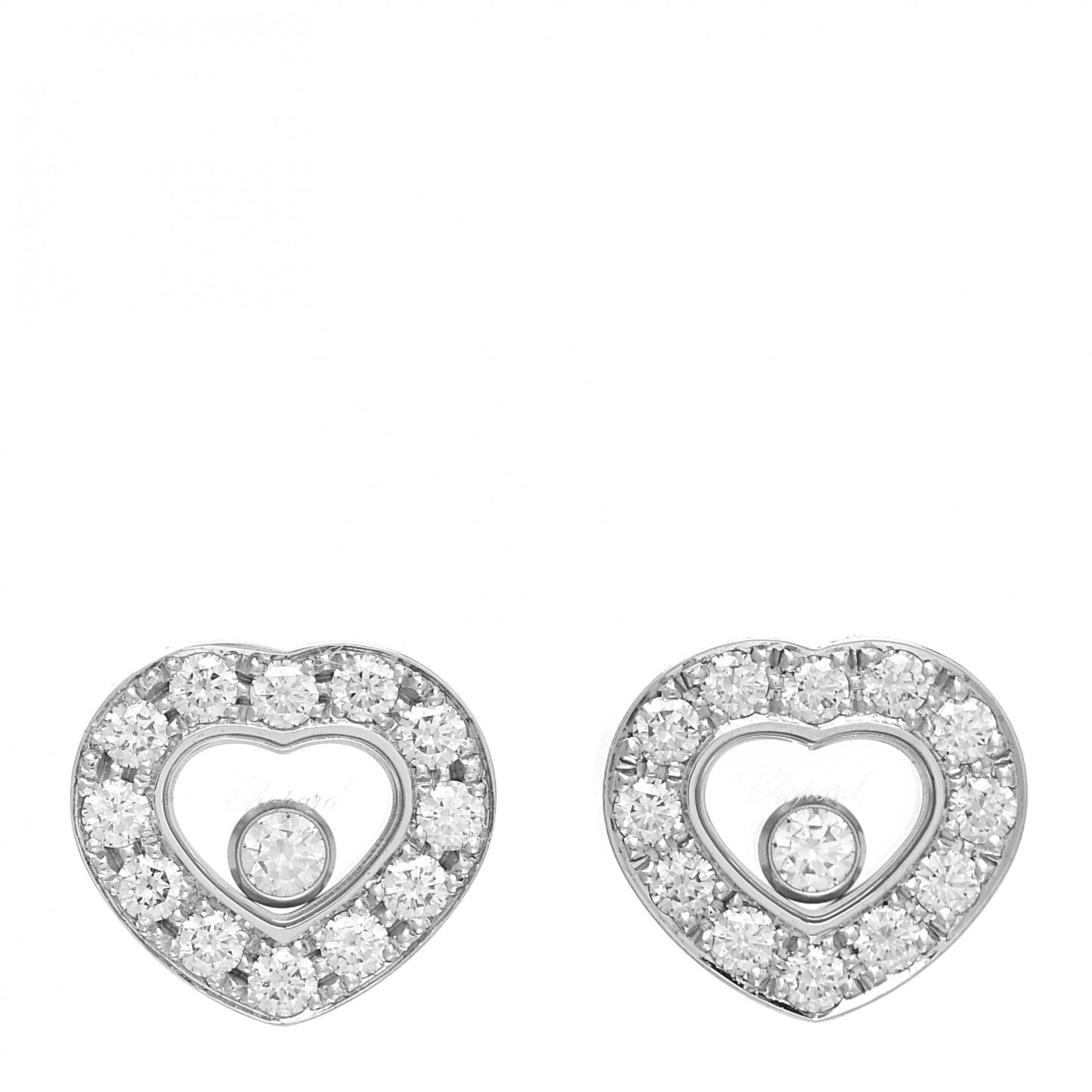 18K White Gold Happy Diamonds Heart Earrings