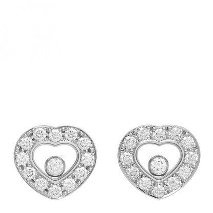 Chopard 18K White Gold Happy Diamonds Heart Earrings 1 of 4