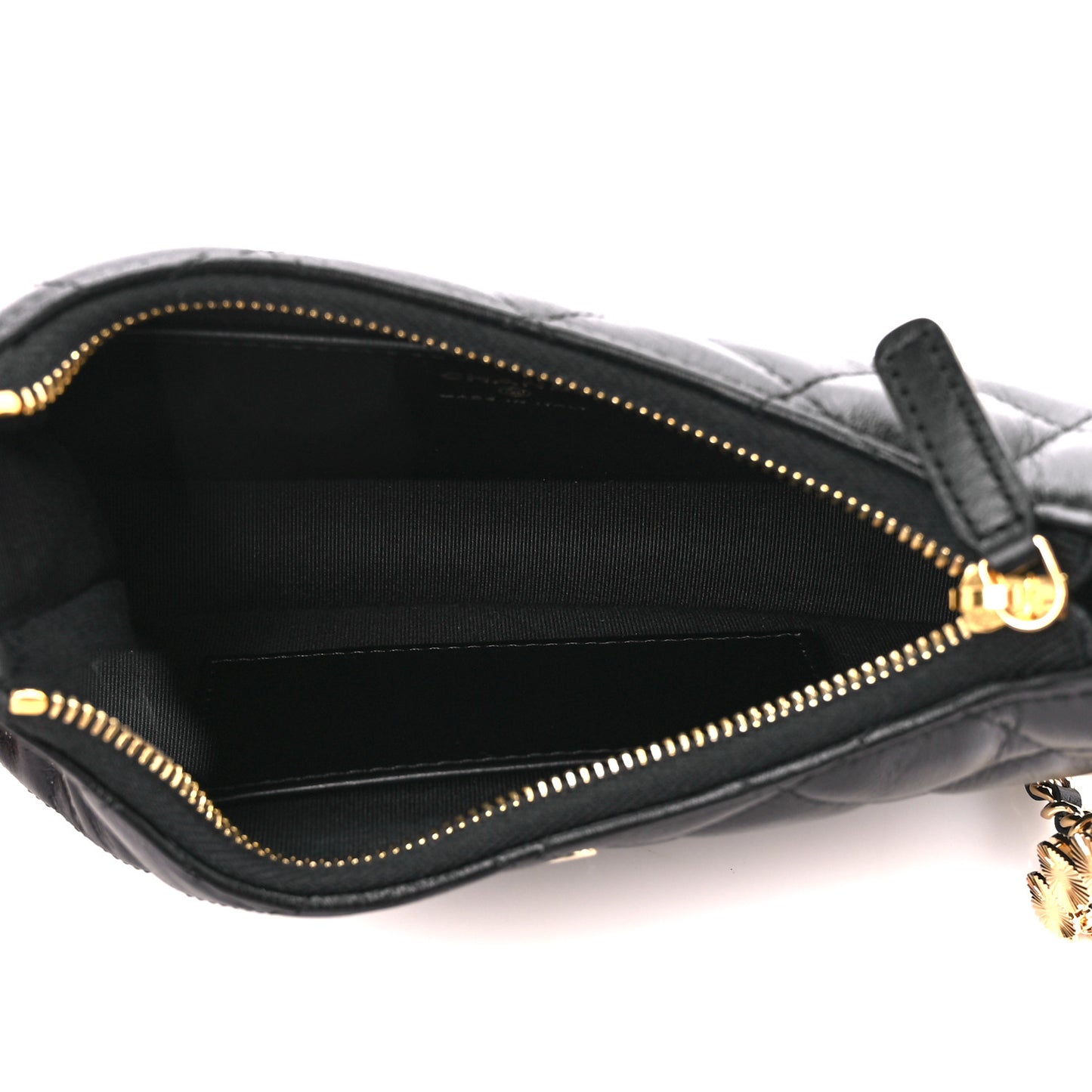 Shiny Crumpled Calfskin Quilted Enamel Heart Hobo Black