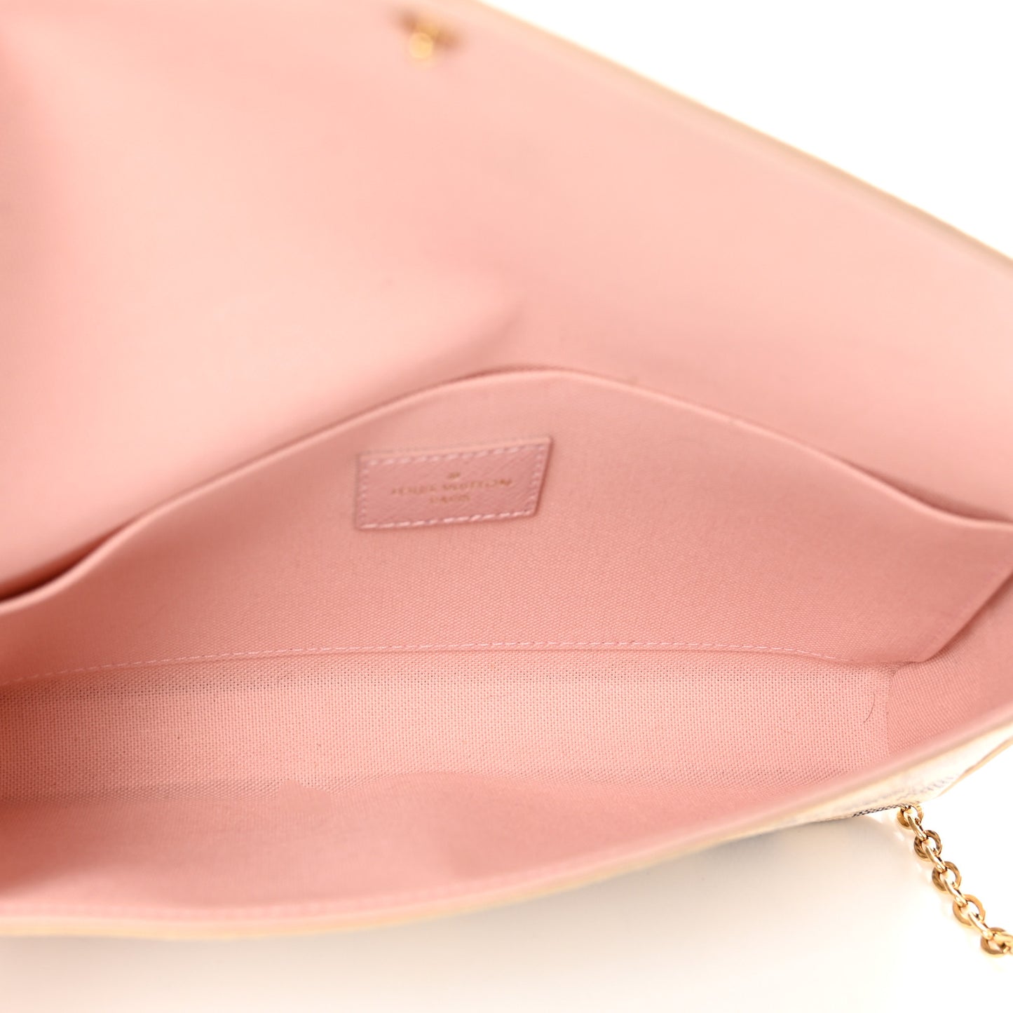 Damier Azur Pochette Felicie Chain Wallet Rose Ballerine