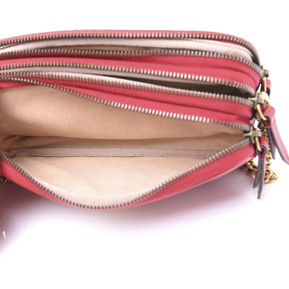 Gucci Calfskin Matelasse Mini GG Marmont Chain Crossbody Bag Hibiscus Red 6 of 10