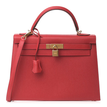 Hermes Epsom Kelly Sellier 32 Rouge Casaque 1 of 13