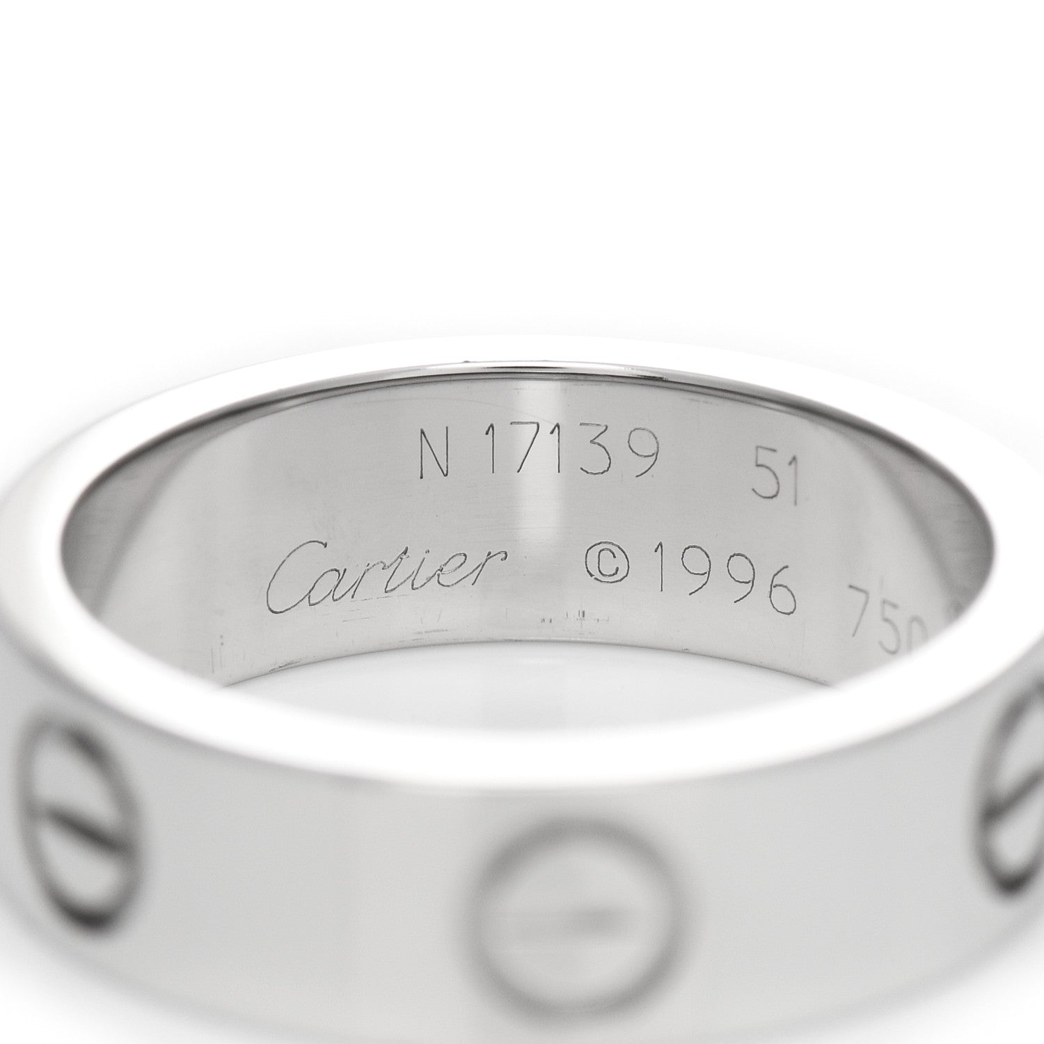 Cartier 18K White Gold 5.5mm LOVE Ring 51 5.75 4 of 5