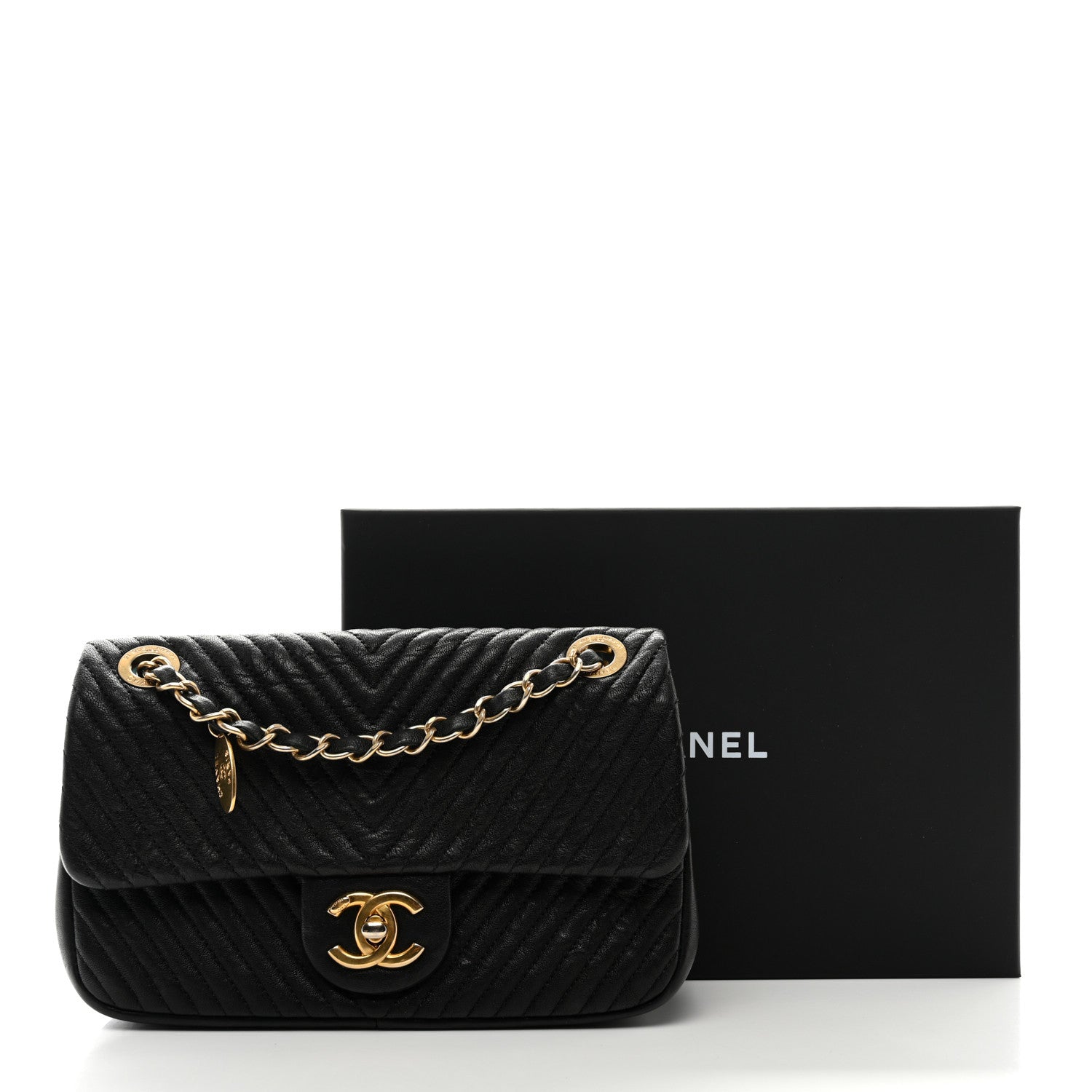 Chanel Calfskin Surpique Chevron Flap Black 11 of 11