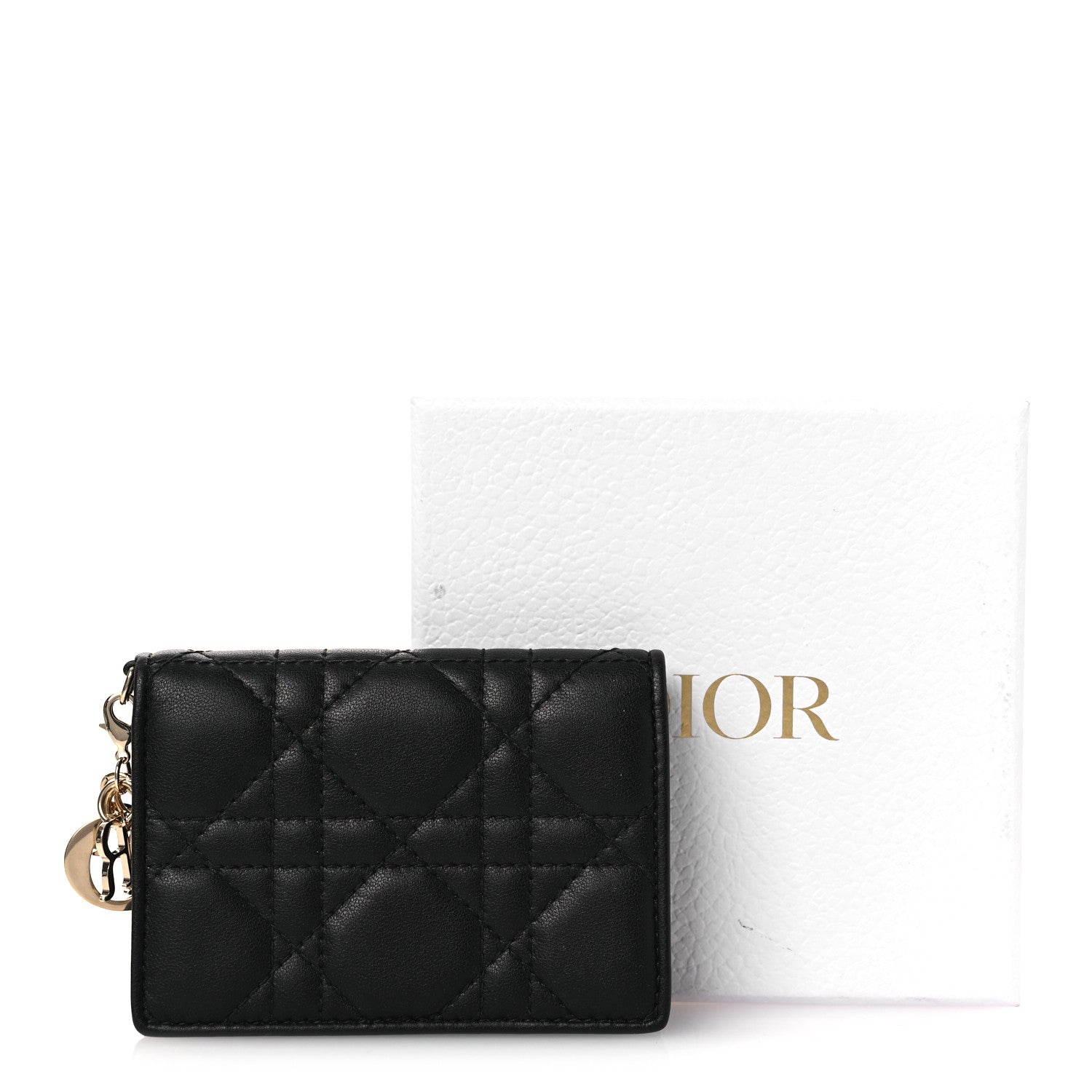 Christian Dior Lambskin Cannage Small Lady Dior Flap Card Holder Black 8 of 8