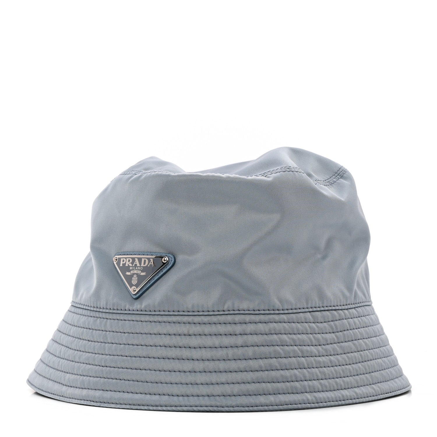 Prada Re-Nylon Metal Triangle Logo Womens Bucket Hat M Fiordaliso 1 of 8