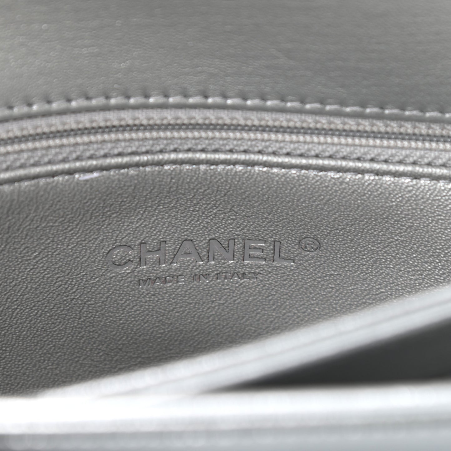 Metallic Lambskin Quilted Small Trendy CC Flap Dual Handle Bag Silver