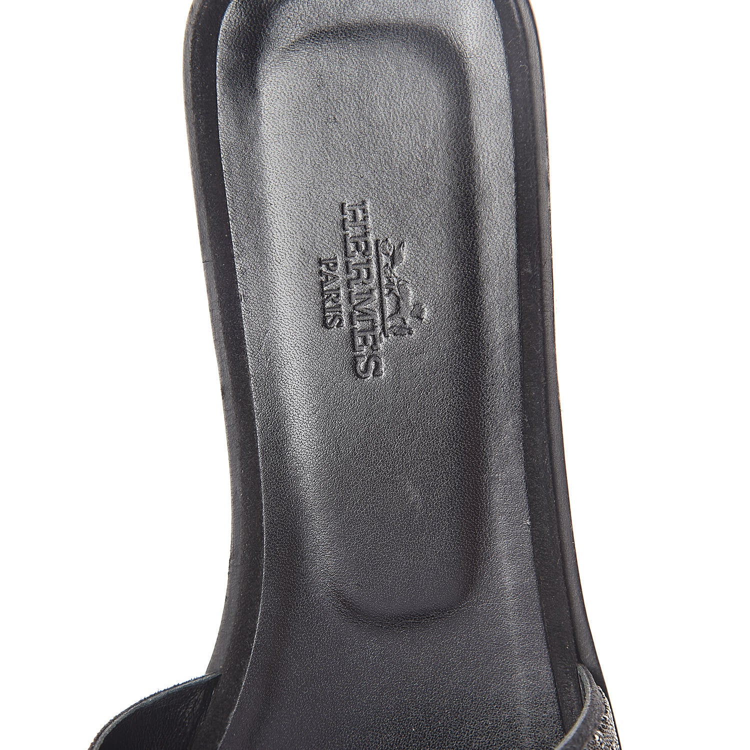 Hermes Suede Goatskin Crystal Powder Oran Sandals 38.5 Black 5 of 7